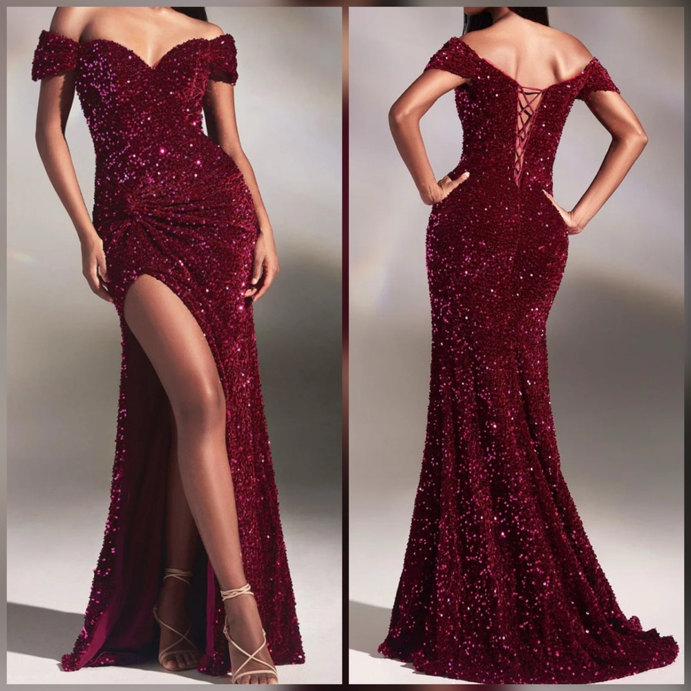 Magenta sparkly corset back prom dress or evening gown